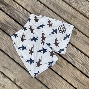 Eric Emanuel Shorts Mens Medium White Star Lightning Mesh Basketball 5" Inseam